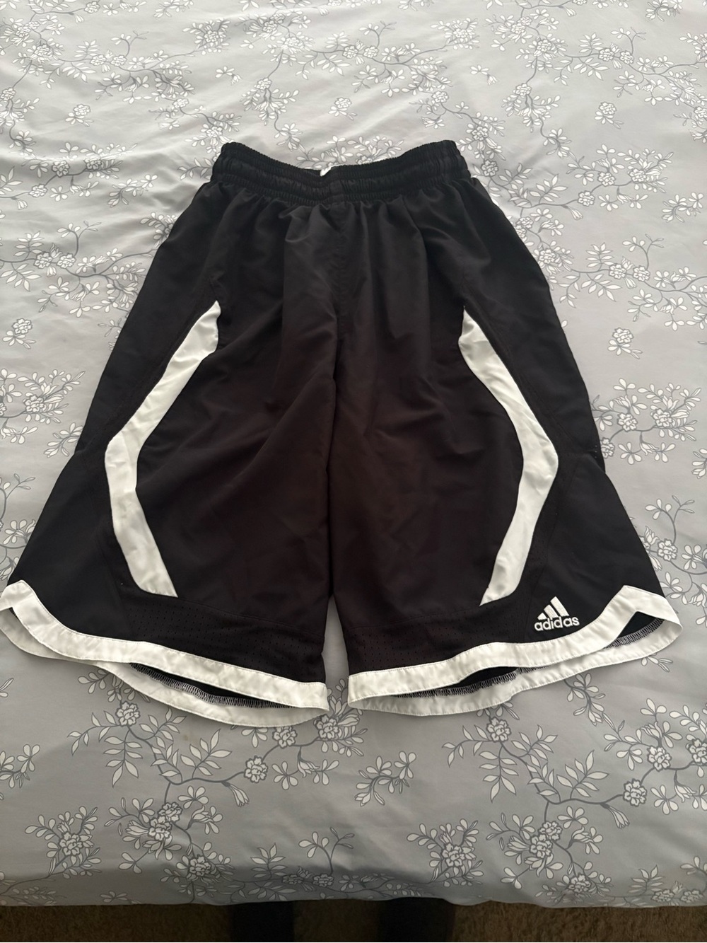 adidas Black Athletic Shorts with White Panels